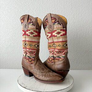 Rod Patrick Womens Cowboy Boots 11AAA Brown Navajo Blanket Western Cowgirl Studs